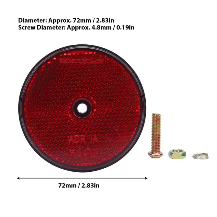 Réflecteurs ronds rouges réflecteurs de sécurité rond rouge 72mm de diamètre avec vis pour boîtes aux lettres tunnels d'allée poteaux voitures remorque