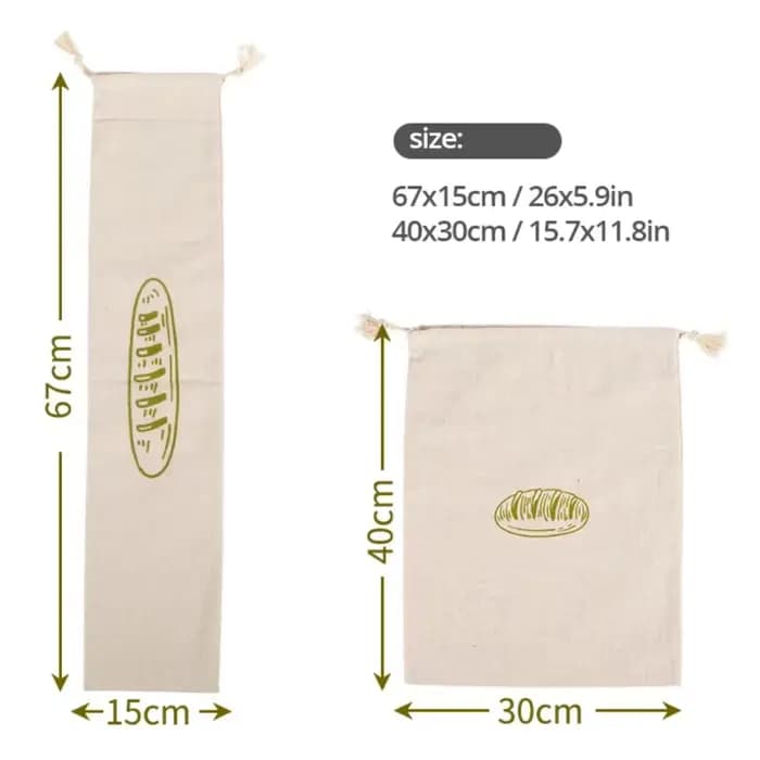 Sacs à pain en lin réutilisables avec cordon de serrage pour pain artisanal fait maison, baguette, respirants, écologiques, pour conserver les aliments