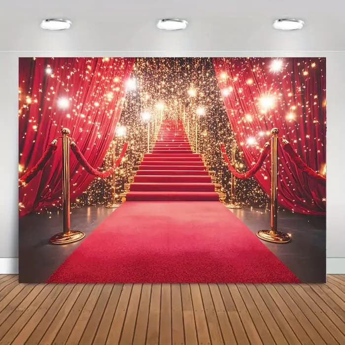 1 arrière-plan de photographie élégant sur tapis rouge et étapes - parfait pour les types de mariage, de fête et de studio à domicile