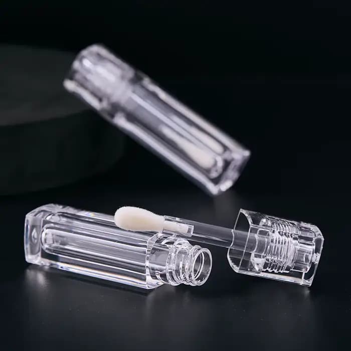 Tube de brillant à lèvres portable de 4 ml – Récipient vide transparent avec grande brosse et tige applicatrice épaisse