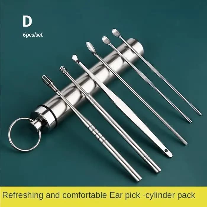 6/7/8 pièces ensemble cueilleurs de cire d'oreille nettoyage acier inoxydable cure-oreille dissolvant de cire Curette cure-oreille nettoyant oreille nettoyant cuillère soin oreille