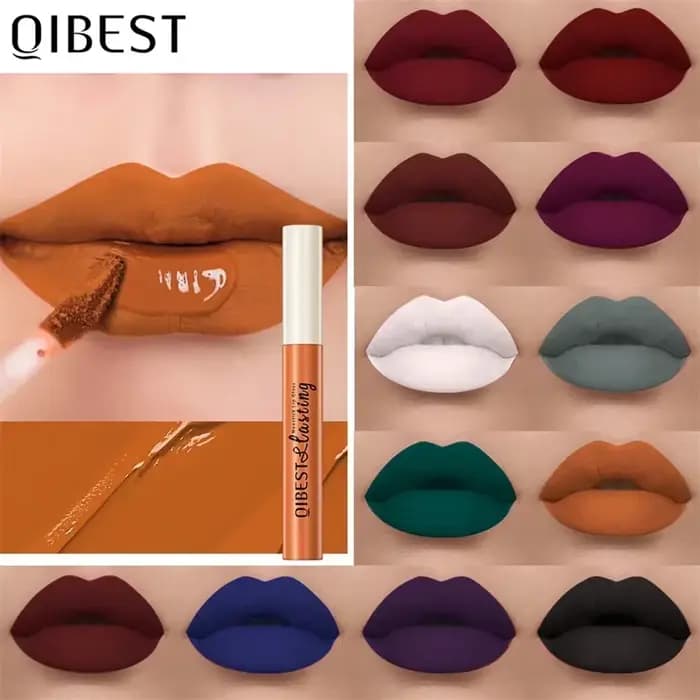 QIBEST 24 couleurs mat liquide rouge à lèvres imperméable longue durée velours