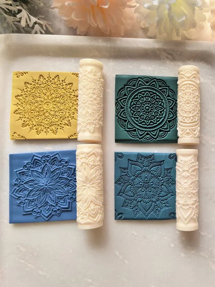 Rouleau de texture d'argile polymère, style mandala, motif de dentelle délicate, texture de vigne florale, texture de thème floral Texure d'argile polymère
