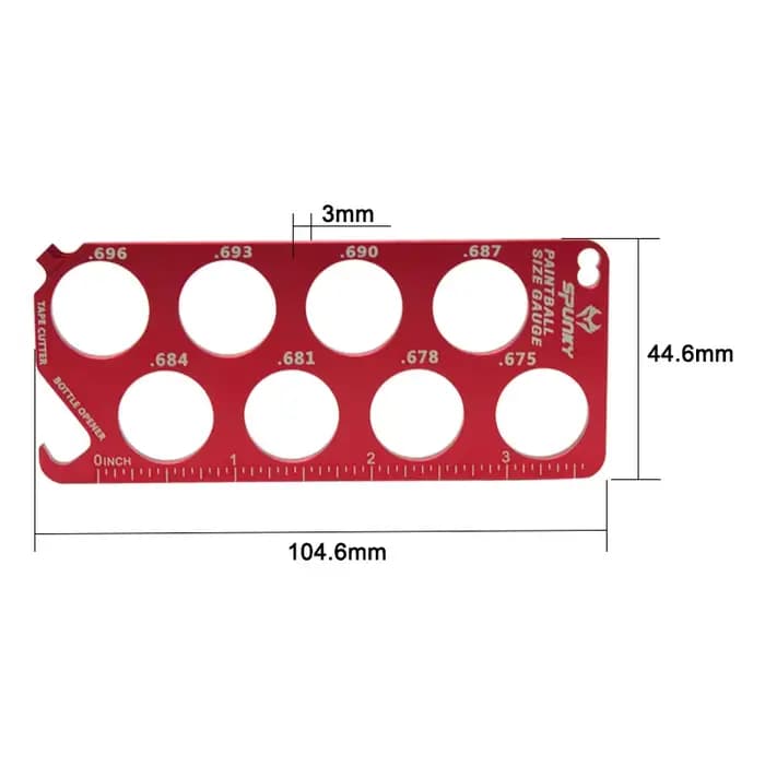 Calibre de taille pour balle de Paintball 0.68 ", rouge, noir ou bleu
