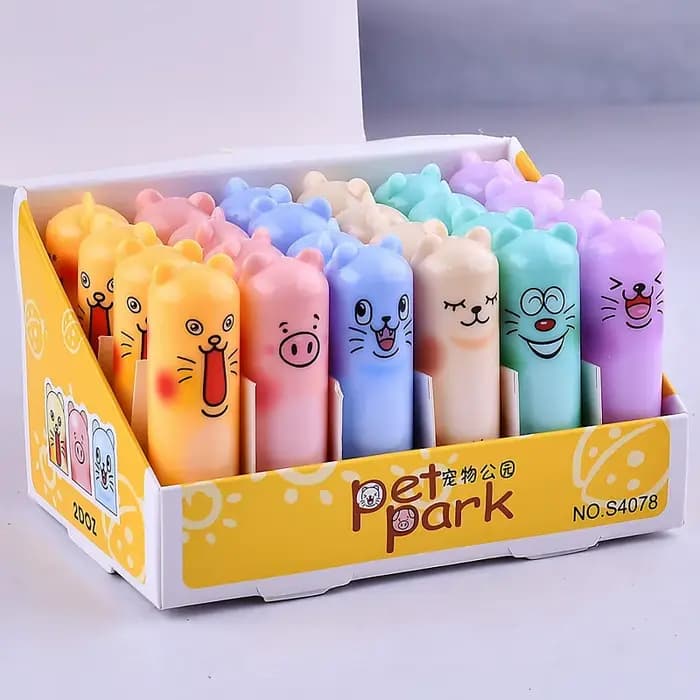 24 pièces mignon ours baume à lèvres clair aromatisé aux fruits hydratant rouge
