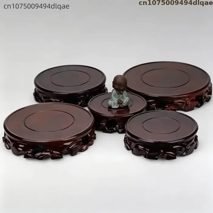 Support de présentation rond en bois simple pour vase, théière, statue de Bouddha, pierre, bonsaï, pot de fleurs, support décoratif de bureau