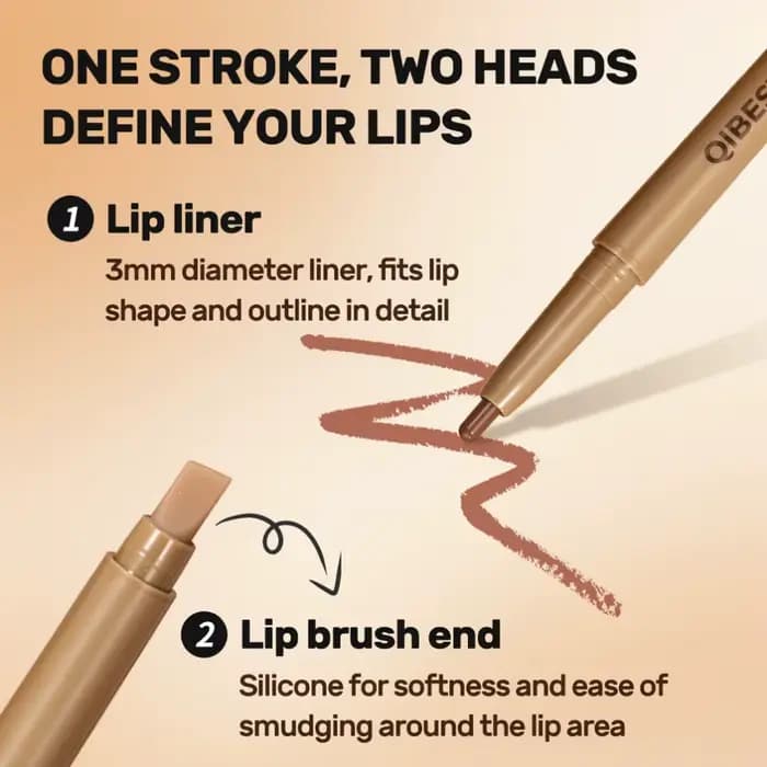 Double tête noir crayon à lèvres et brosse stylo brume mat velours Contour teinte rouge