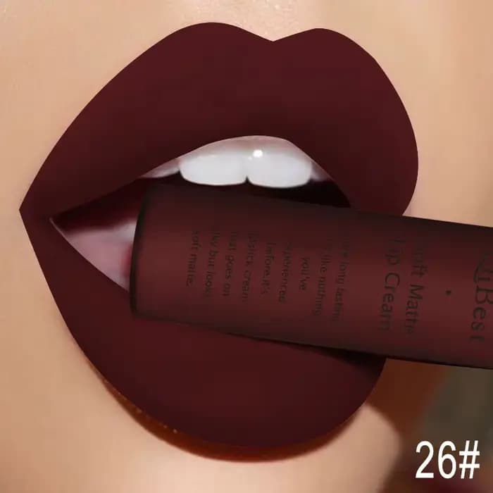 QIBEST mat liquide rouge à lèvres imperméable longue durée velours Mate nu