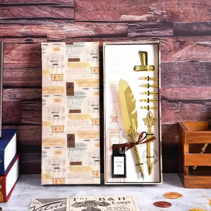 Ensemble de stylos plume créatifs européens rétro pour l'écriture, fournitures scolaires et de bureau, stylo plume mécanique pour sceau de cire