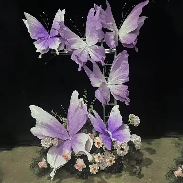Fleur Papillon Artificielle en Papier, Décoration Murale de Fond de Mariage, Accessoires d'Exposition de Fenêtre pour ixd'Anniversaire