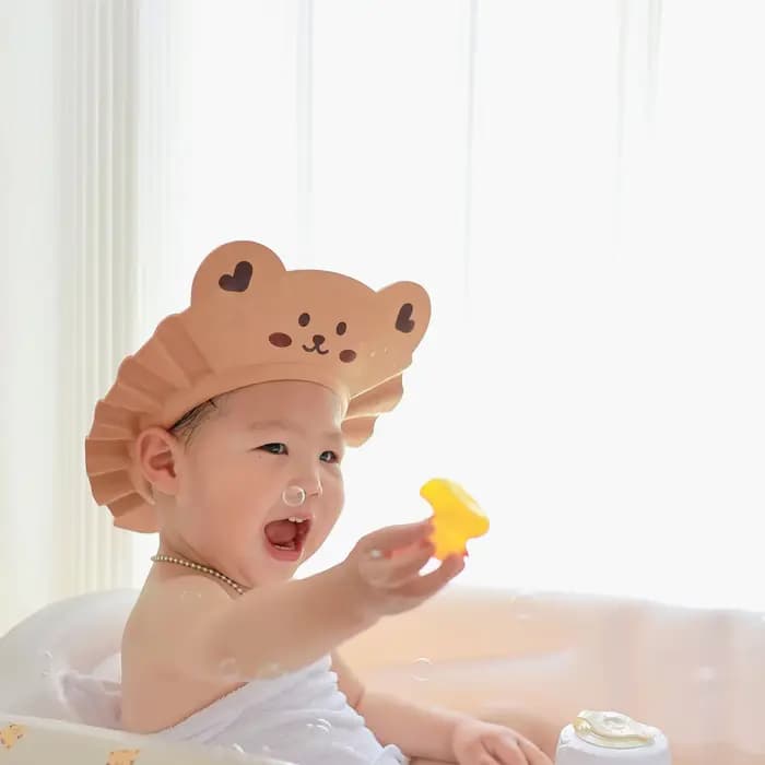 Bonnet de douche en forme d'animal mignon, Protection des yeux, Protection des oreilles, léger, dessin animé, bonnet de Protection pour bébé, shampoing, soins de bain