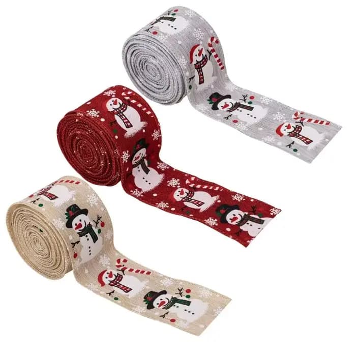 Ruban bonhomme neige Festival E8BD, décorations vacances en tissu Durable pour maison, le bureau, les vitrines