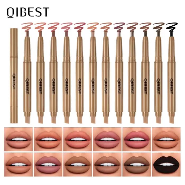 Double tête noir crayon à lèvres et brosse stylo brume mat velours Contour teinte rouge