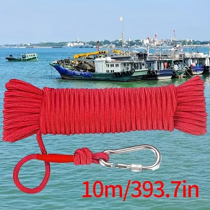 Corde de récupération rouge spécialisée de haute qualité de 10 m (787,4 pouces/393,7 pouces) avec mousqueton métallique, corde d'amarrage/ligne de pêche robuste