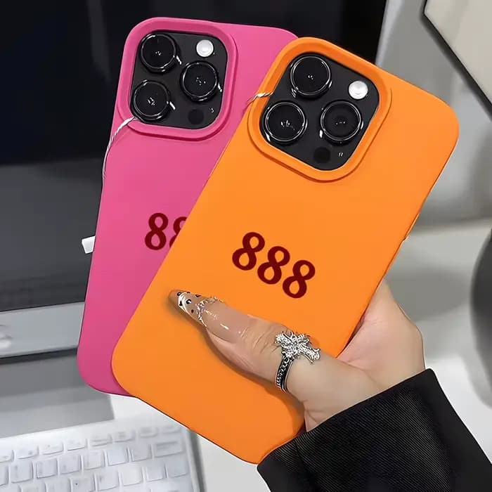 Coque de téléphone souple antichoc motif lychee rouge numéro 888 pour iPhone 17 16 15 14 13 12 11 Pro Max 14 15 Plus 17 Air X Xs XR