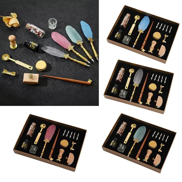 Ensemble de stylos à plumes, stylo à plume de paon, stylo à plume à tremper manuel
