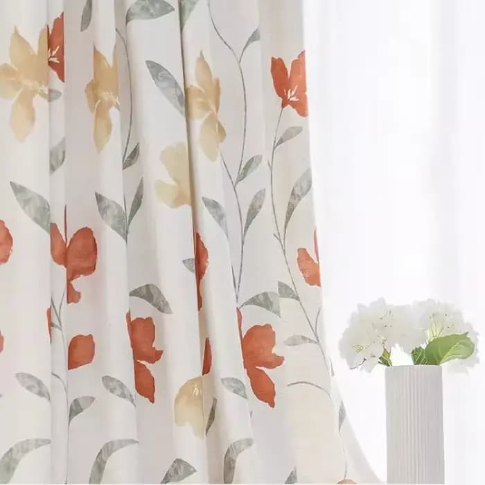 Rideaux imprimés pastoraux en coton et lin, peints à la main, pour salon, chambre à coucher, fenêtre française, balcon, produits personnalisés