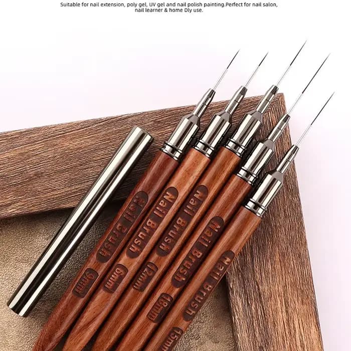 5 pièces/ensemble manche en bois Art Liner bricolage peinture pinceau dessin lignes rayure fleur peinture stylo Nail Liner brosse ensemble avec 5 taille