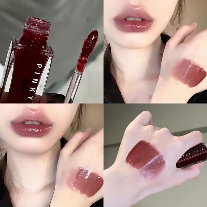 Pinkyfocus Glossy Lip Gloss Hydratant Imperméable Longue Tenue Sans Transfert Lèvres Repulpées Cadeau de Fêtes
