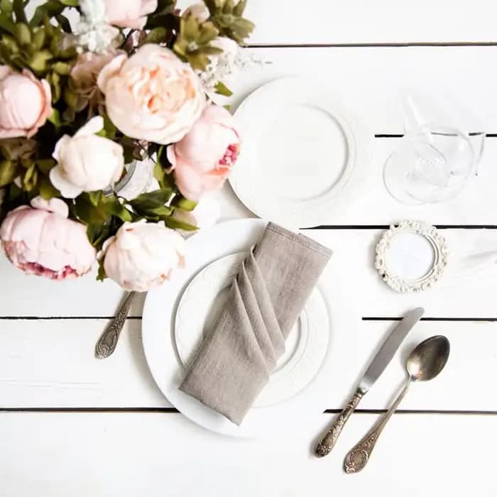 Serviettes en lin blanc de couleur naturelle, 6 pièces, pour dîner de Table de fête de mariage, linge de Table écologique