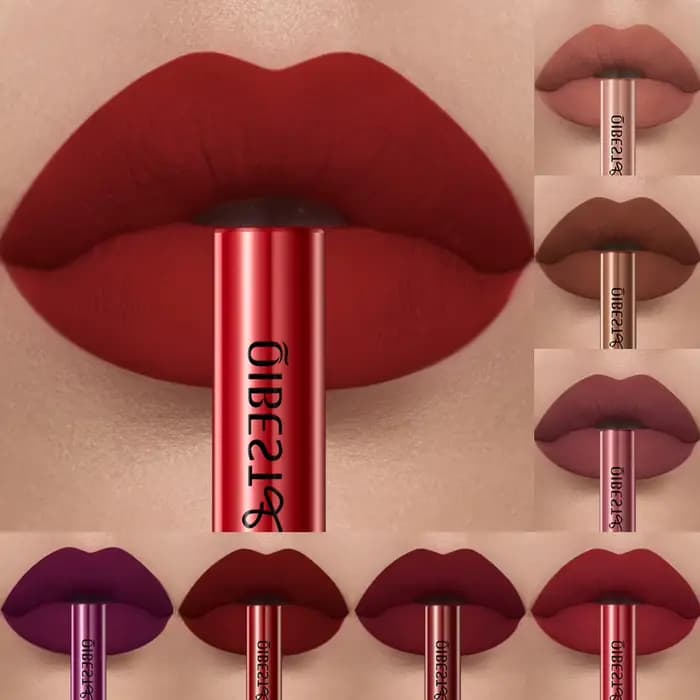 QIBEST mat liquide rouge à lèvres imperméable longue durée velours brillant