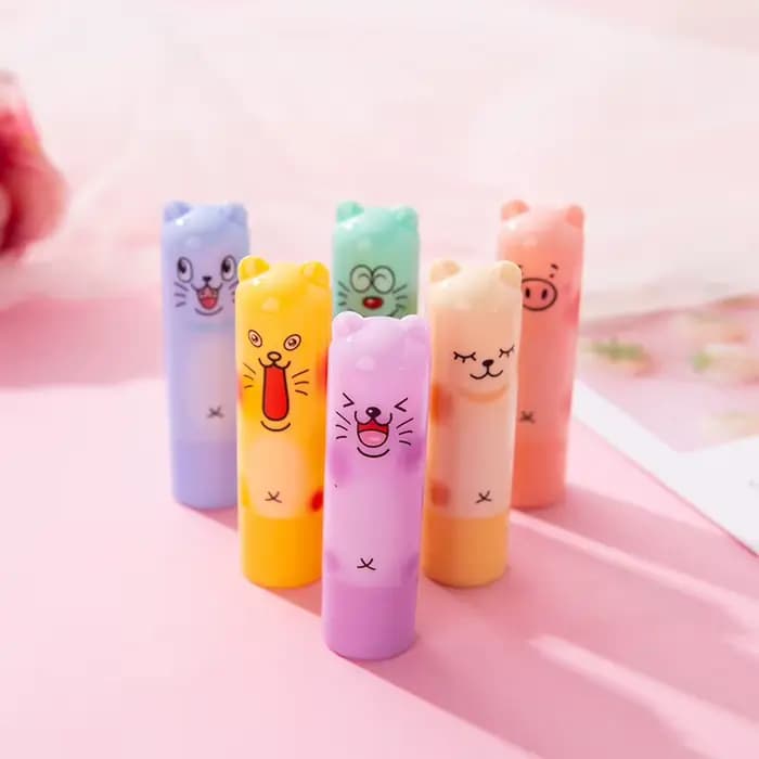 24 pièces mignon ours baume à lèvres clair aromatisé aux fruits hydratant rouge