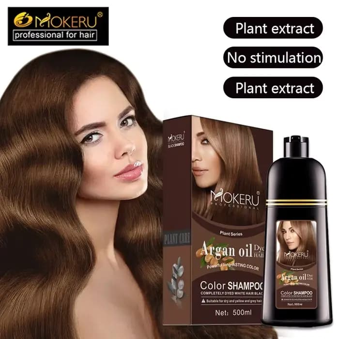 Mokeru Shampooing Colorant Permanent Naturel Bio pour Cheveux Bruns, Teinture Noire Longue Durée pour Femmes et Hommes, Couvre les Cheveux Blancs et Gris, Professionnel