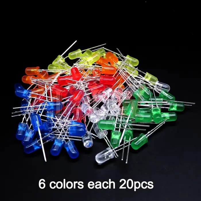 100 PCS/LOT 5mm Diode LED F5 Kit assorti IBUW blanc vert rouge bleu jaune Orange rose violet blanc chaud bricolage Diode électroluminescente