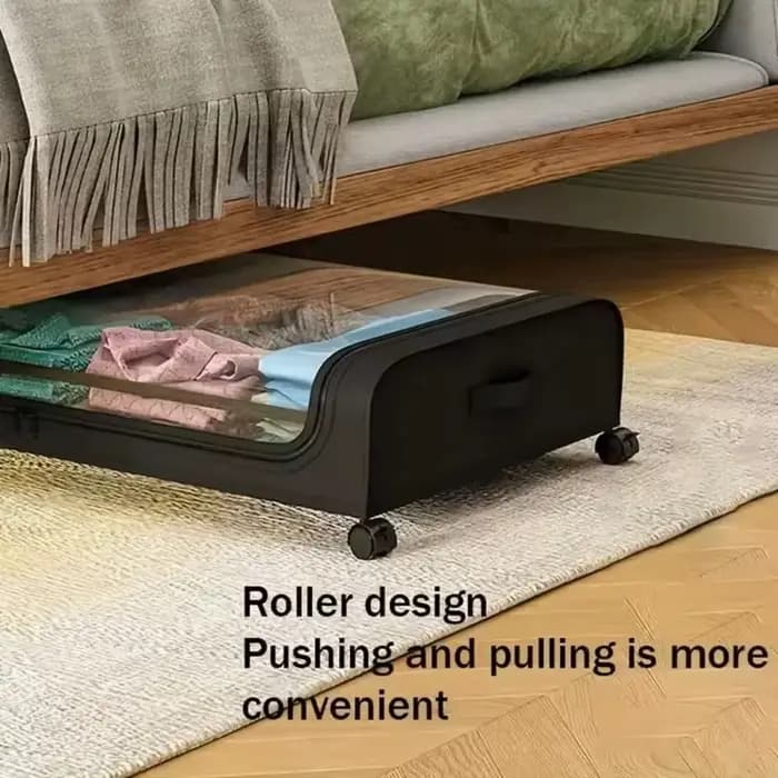 Boîte de rangement sous le lit avec roulettes, organisateur multifonctionnel sous le lit pour vêtements, couettes, chaussures, rangement de chambre à coucher