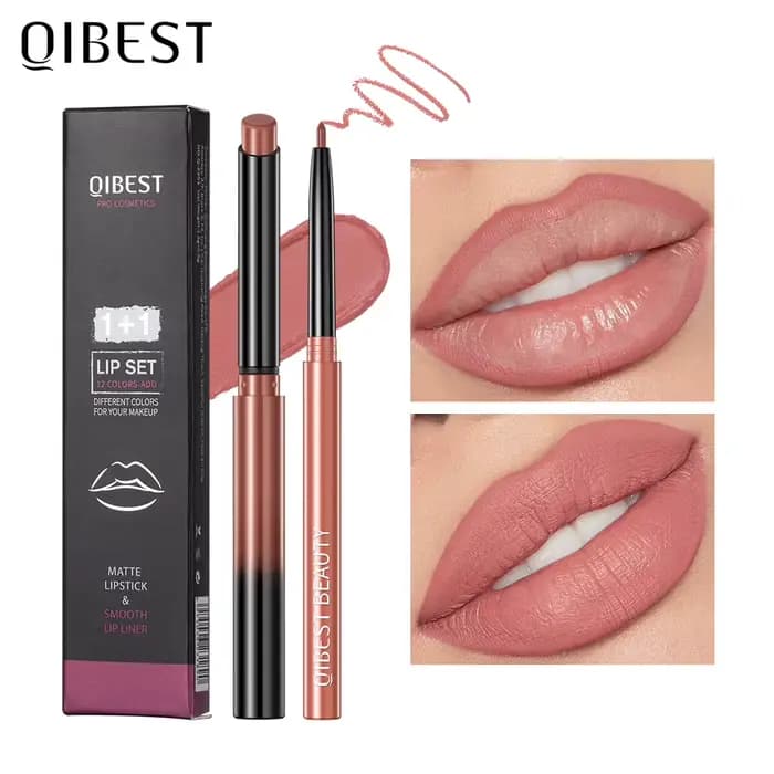QIBEST mat nu rouge à lèvres stylo longue durée Lipliner crayon