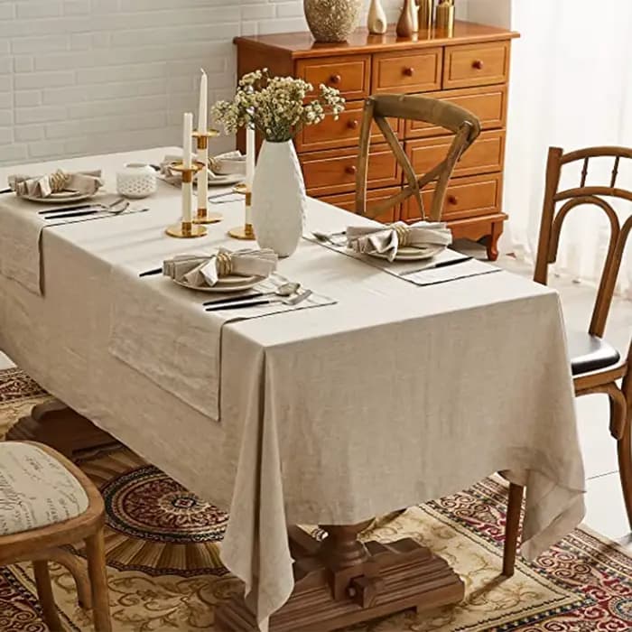 Couverture de Table 100% lin pur de couleur unie, nappe en tissu naturel, pour cuisine, salle à manger, fête, décoration de Table de vacances