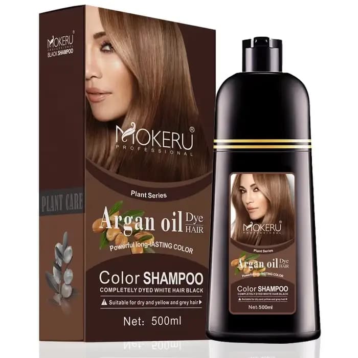 Mokeru Shampooing Colorant Permanent Naturel Bio pour Cheveux Bruns, Teinture Noire Longue Durée pour Femmes et Hommes, Couvre les Cheveux Blancs et Gris, Professionnel