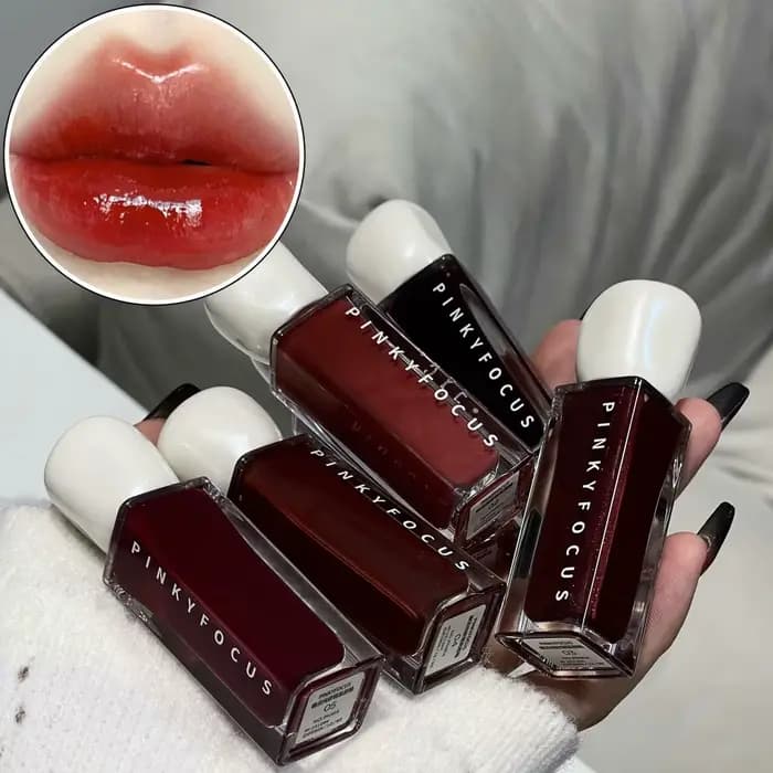 Pinkyfocus Glossy Lip Gloss Hydratant Imperméable Longue Tenue Sans Transfert Lèvres Repulpées Cadeau de Fêtes