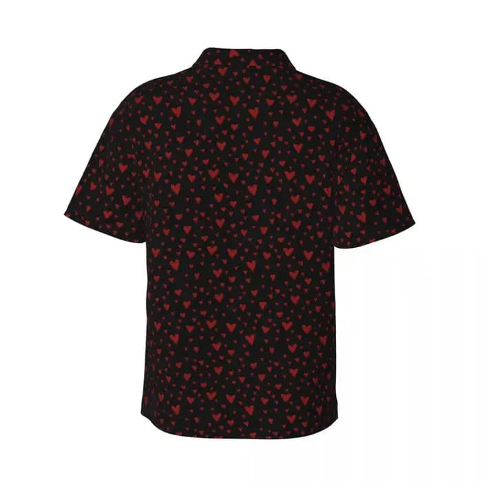 Chemise de plage à cœurs rouges pour hommes, chemises hawaïennes décontractées, chemisiers Vintage à manches courtes, mode coréenne, vêtements imprimés