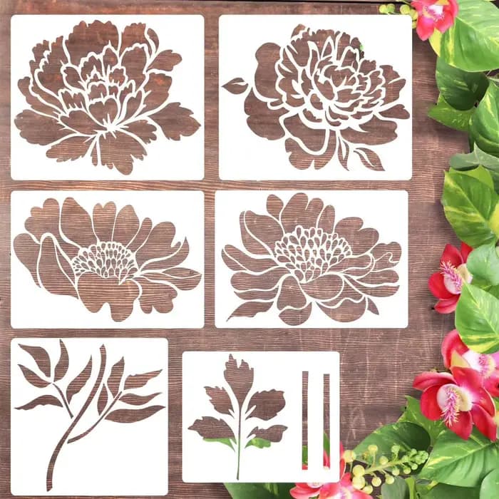Grand modèle de fleur de clôture de jardin, modèle de peinture artisanale à jet d'encre, carte de dessin sur toile murale en bois