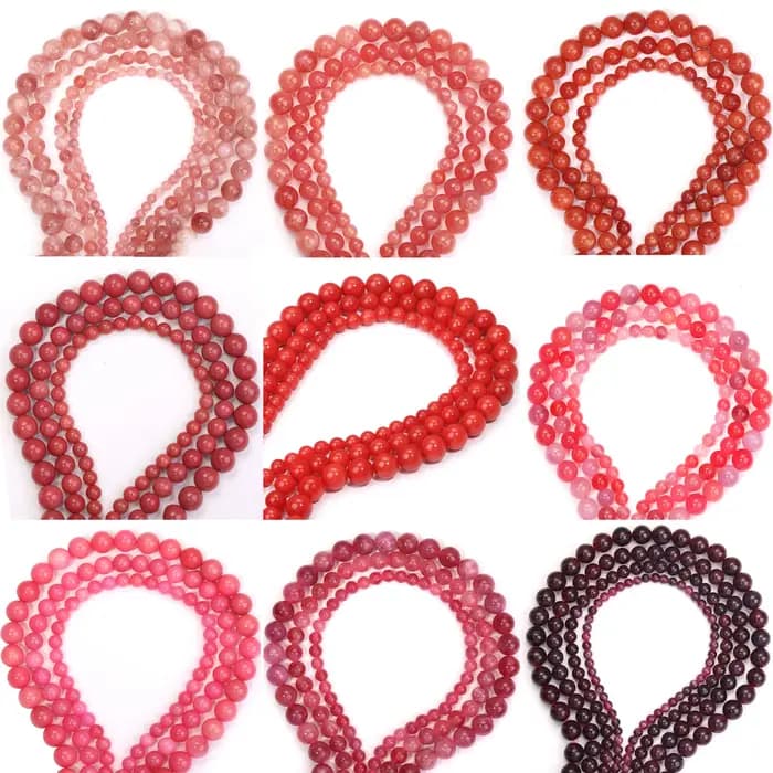 Perles rondes en pierre série rouge, perles d'espacement amples pour la fabrication de bijoux, breloques, bracelets, colliers, boucles d'oreilles, accessoires 4 6 8 10mm