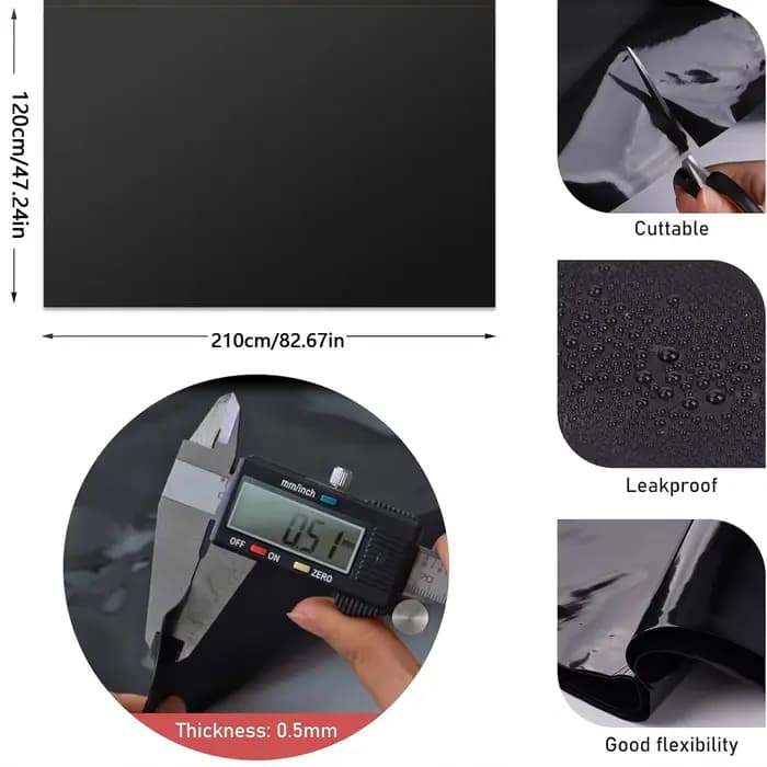 Bâche de bassin pour poissons, membrane imperméable noire flexible pour jardins, piscines, ruisseaux, fontaines, aménagement paysager renforcé