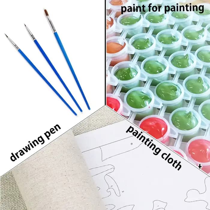 Peinture à l'huile par numéros, dessin de fleurs rouges sur toile, feuilles, image murale, Art peint à la main, bricolage pour décoration de maison pour adultes
