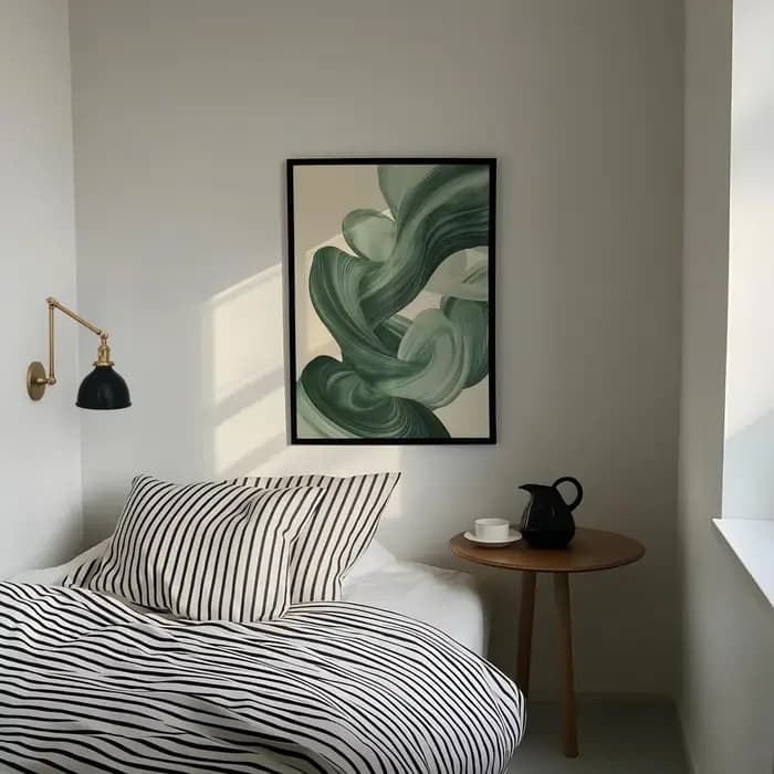 Art mural moderne du milieu du siècle en vert sauge, impression d'art abstrait moderne, art mural Japandi, affiche en vert sauge, art au-dessus du canapé, imprimable