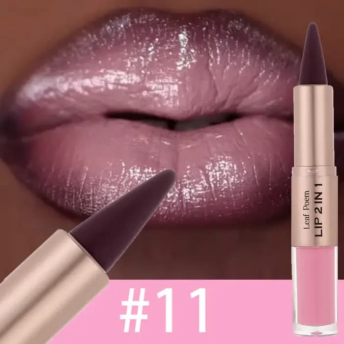 Maquillage pour les lèvres 2 en 1 prune foncé et rose : Crayon