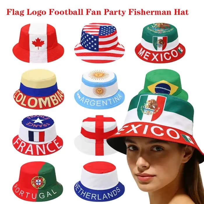 Chapeau Bob Réversible Drapeaux Nationaux 2026 pour Hommes et Femmes, Chapeau de Pêcheur pour Fans de Football, Idéal Fête et Coupe du Monde
