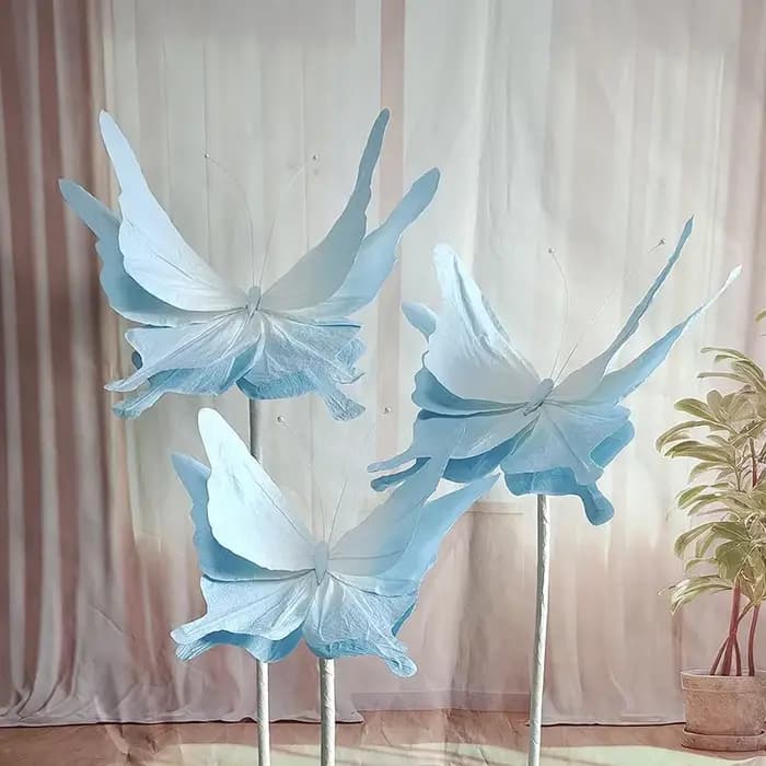 Fleur Papillon Artificielle en Papier, Décoration Murale de Fond de Mariage, Accessoires d'Exposition de Fenêtre pour ixd'Anniversaire