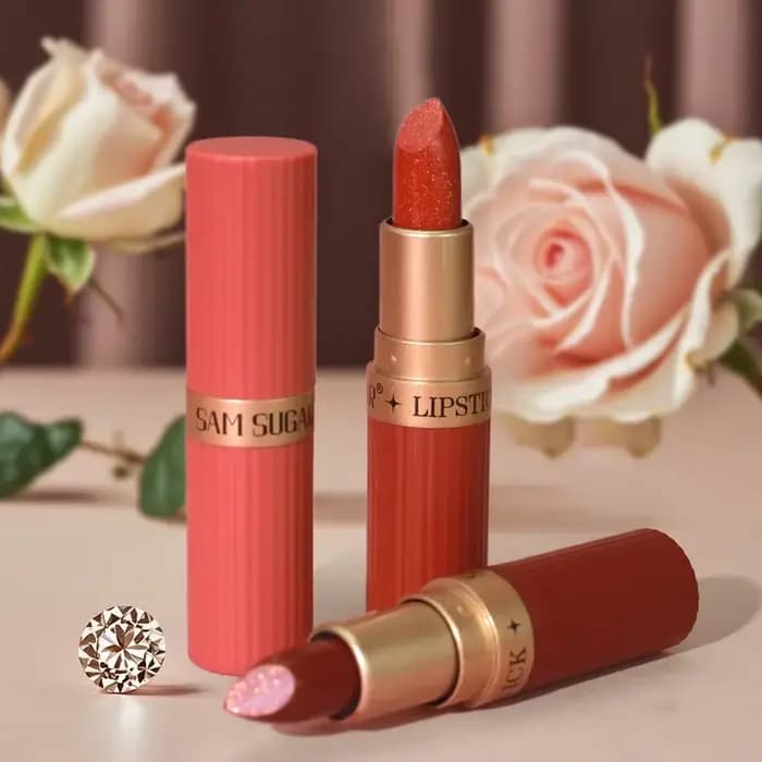 Rouge à lèvres luxueux à paillettes métalliques
