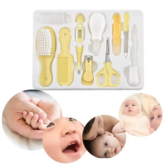 Kit de soins de santé pour bébé, 10 pièces/ensemble, pour enfants, ongles, cheveux, thermomètre, brosse de toilettage, tondeuse, anneau de dentition, brosse à dents, essentiels pour bébé