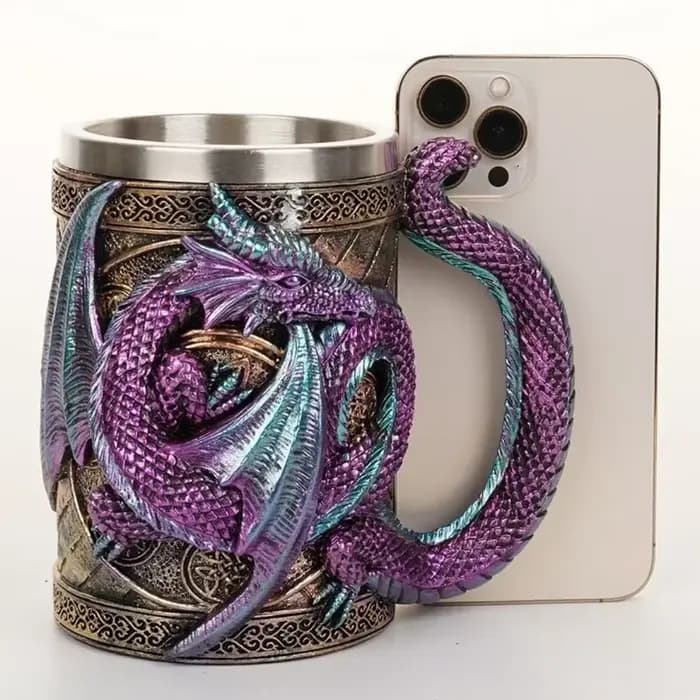 Tasse à bière Dragon 3D créative en résine 304, en acier inoxydable, gobelet à vin gothique, Viking, Tankard médiéval, décoration de Bar, cadeau pour hommes