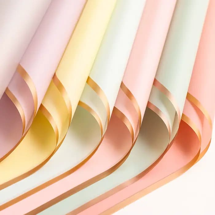 10 feuilles de papier d'emballage de fleurs avec bords dorés, emballage de bouquet imperméable – Idéal pour les mariages et les anniversaires de bricolage
