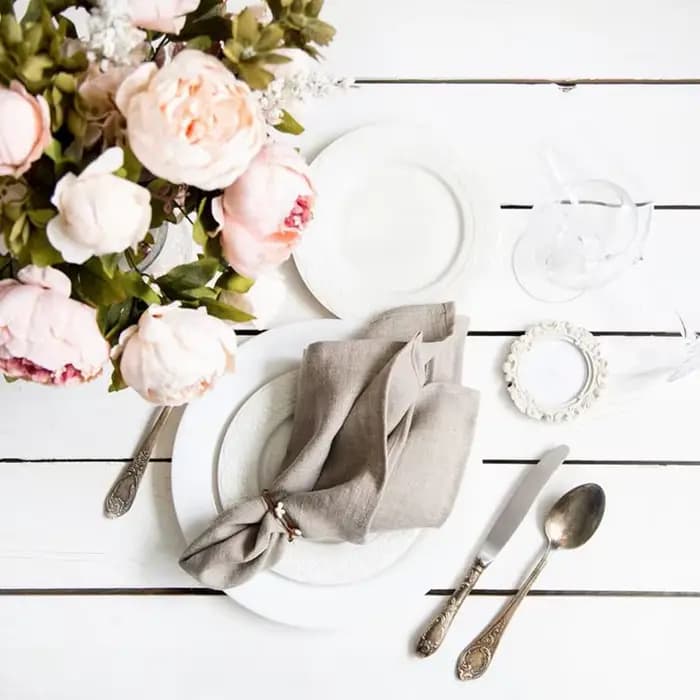 Serviettes en lin blanc de couleur naturelle, 6 pièces, pour dîner de Table de fête de mariage, linge de Table écologique