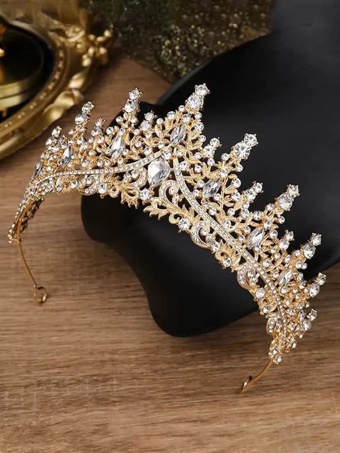 Couronne de mariée de style baroque européen, entièrement sertie de diamants, pour mariage, dîner, anniversaire, défilé, coiffure incrustée de diamants