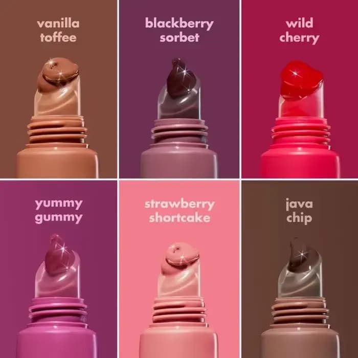 Elf Beauty Products Gel de pré-maquillage hydratant 6 couleurs brillant à lèvres vanille caramel cerise sauvage fraises