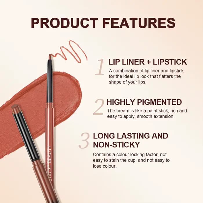 QIBEST mat nu rouge à lèvres stylo longue durée Lipliner crayon